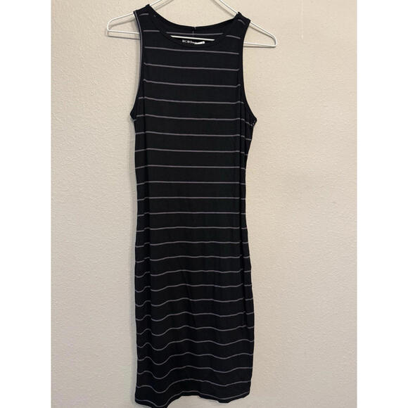 BCBG Generation Sleeveless Maxi  Stripes Black Knit  Long Black Dress M‎ - Picture 1 of 8
